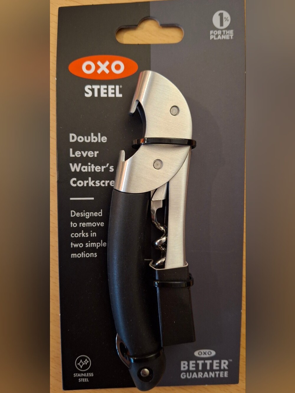 OXO Steel Double Lever Waiter’s Corkscrew Bottle Opener Foil Cutter 3110200